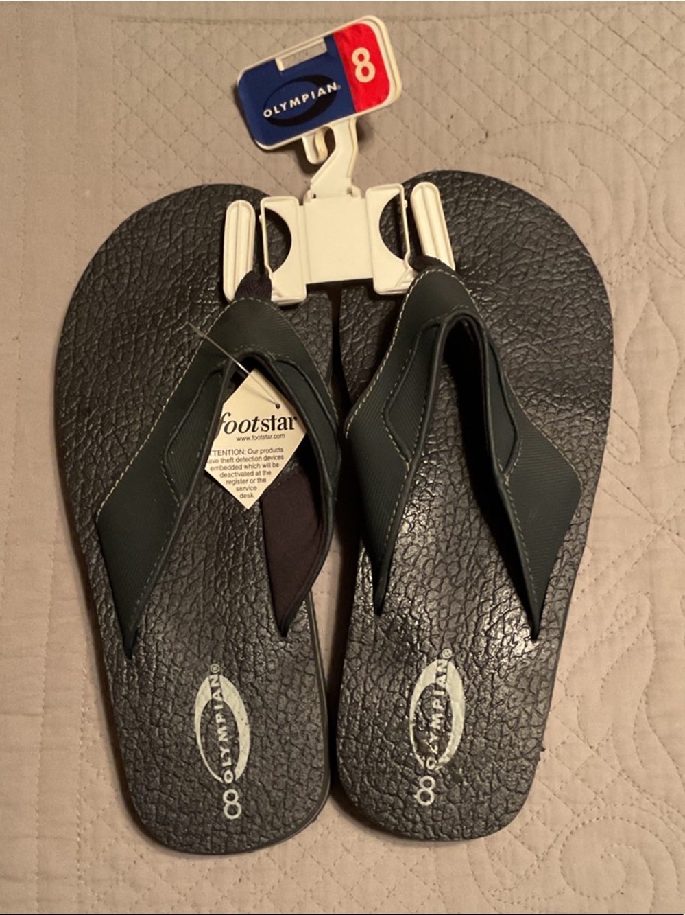 Men's Black Flip-Flop Sandals - Size 8